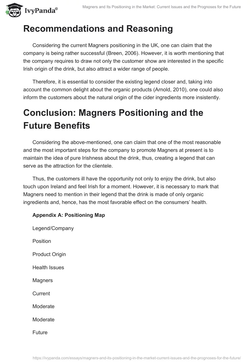 Magners and Its Positioning in the Market: Current Issues and the Prognoses for the Future. Page 3