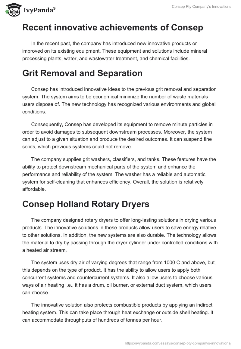 Consep Pty Company's Innovations. Page 2