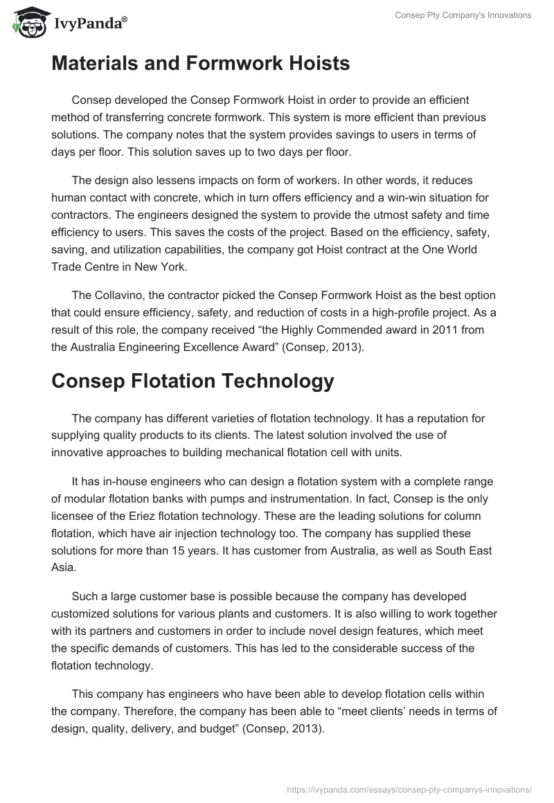 Consep Pty Company's Innovations. Page 3