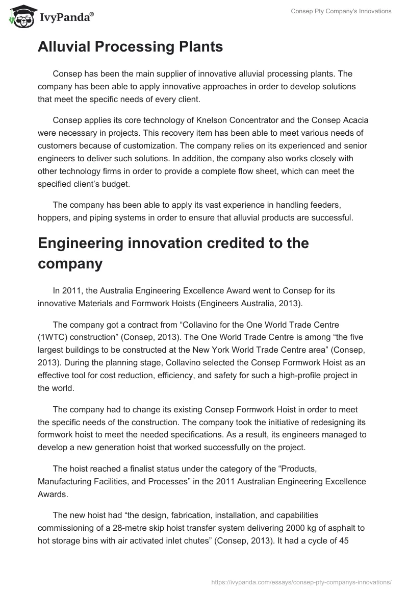 Consep Pty Company's Innovations. Page 4