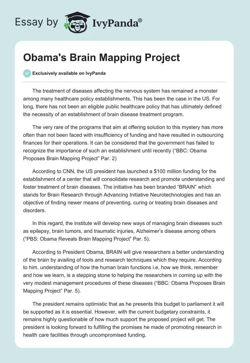 Obama's Brain Mapping Project. Page 1