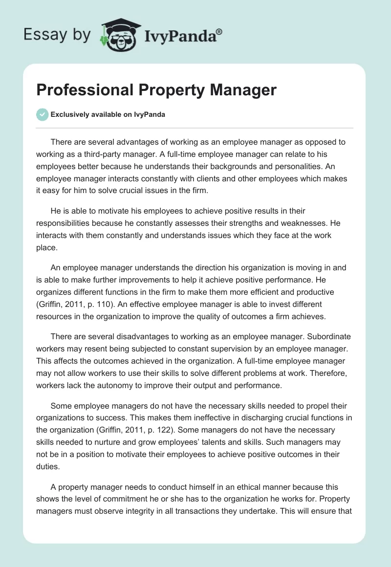 Professional Property Manager. Page 1