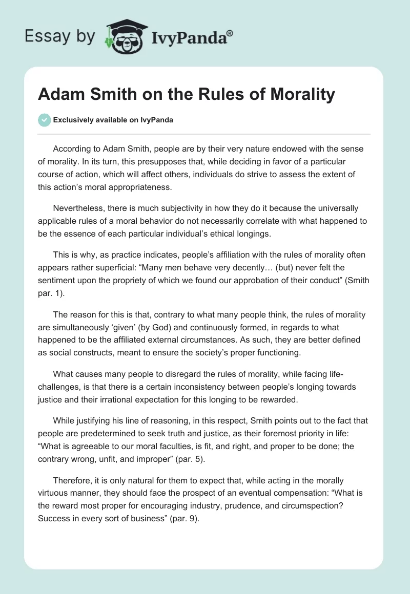 Adam Smith on the Rules of Morality. Page 1