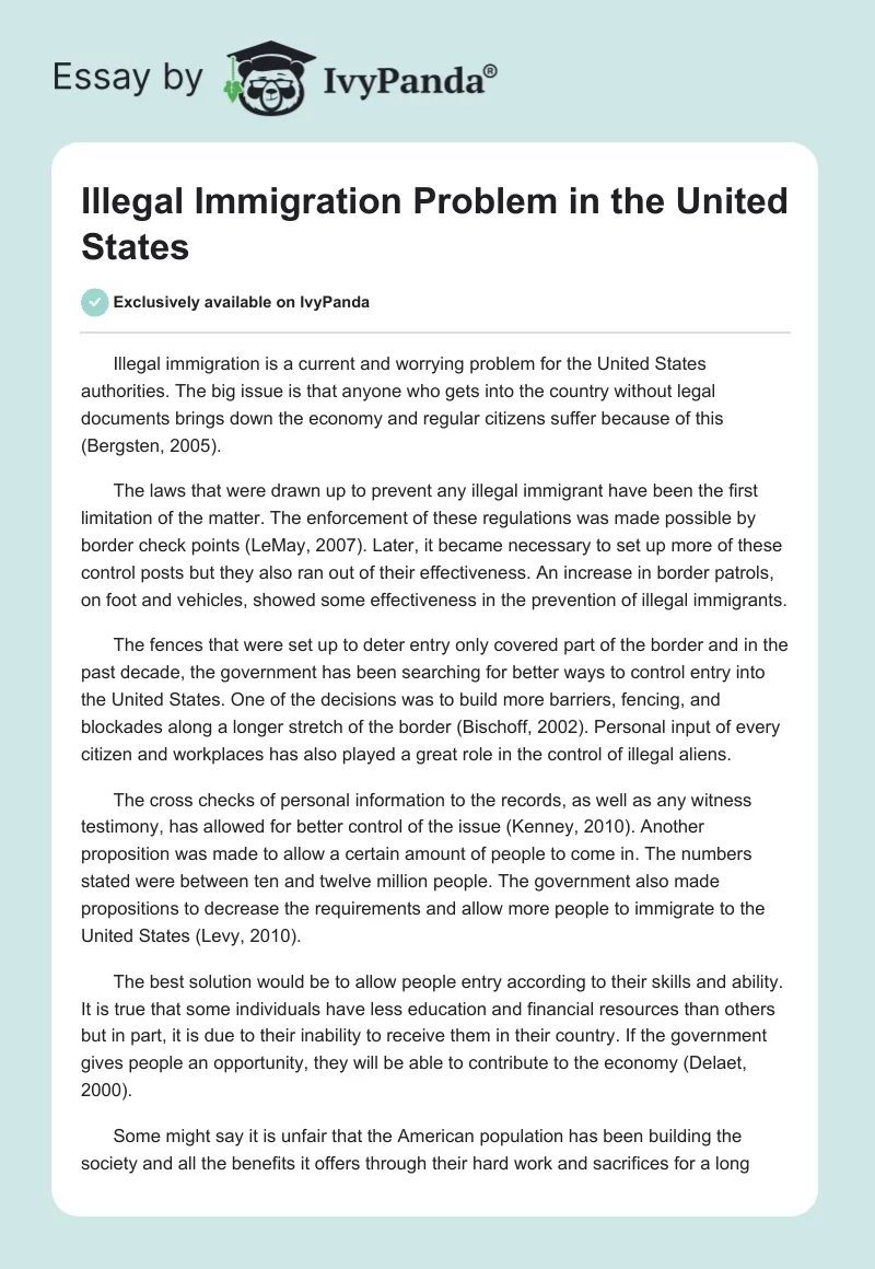 Illegal Immigration Problem in the United States. Page 1