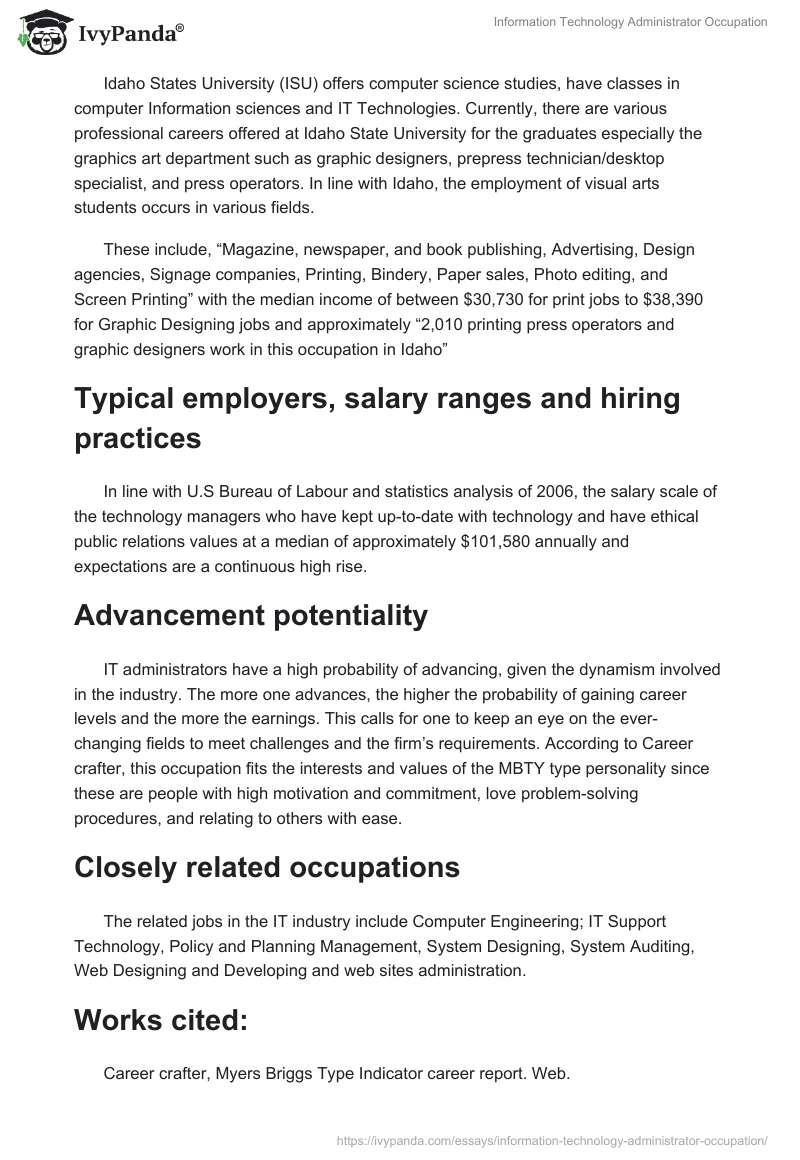 Information Technology Administrator Occupation. Page 3