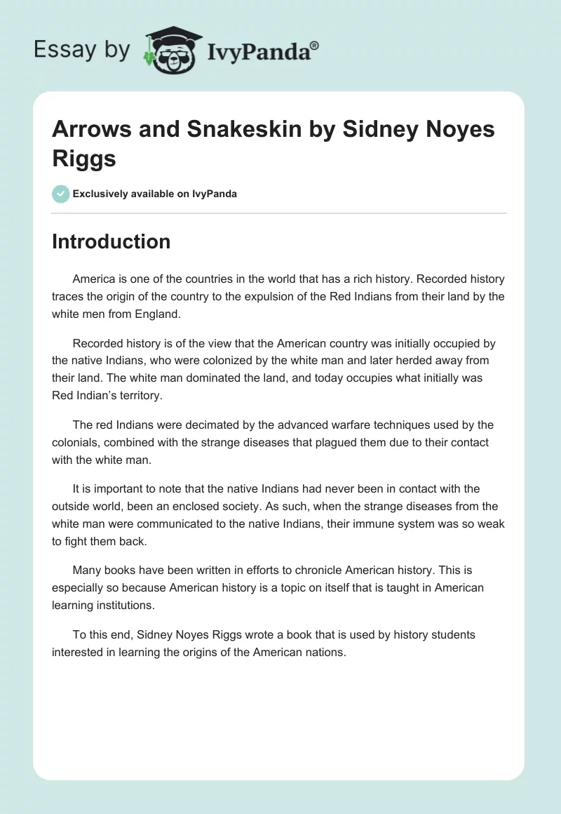 "Arrows and Snakeskin" by Sidney Noyes Riggs. Page 1