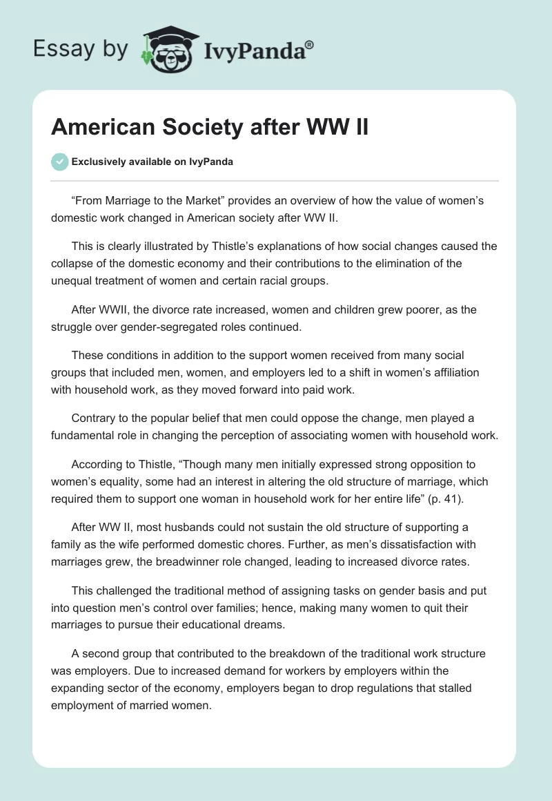 American Society after WW II. Page 1