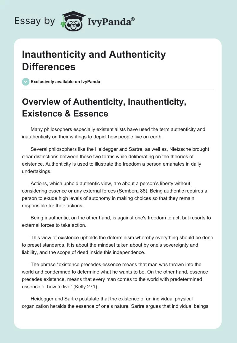 Inauthenticity and Authenticity Differences. Page 1