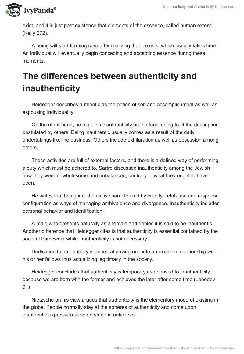 Inauthenticity and Authenticity Differences. Page 2