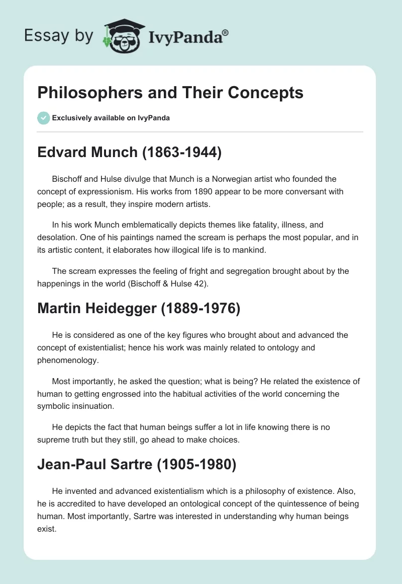 Philosophers and Their Concepts. Page 1
