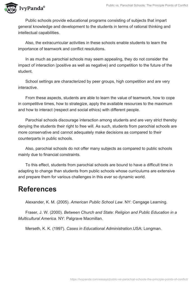 Public vs. Parochial Schools: The Principle Points of Conflict. Page 3