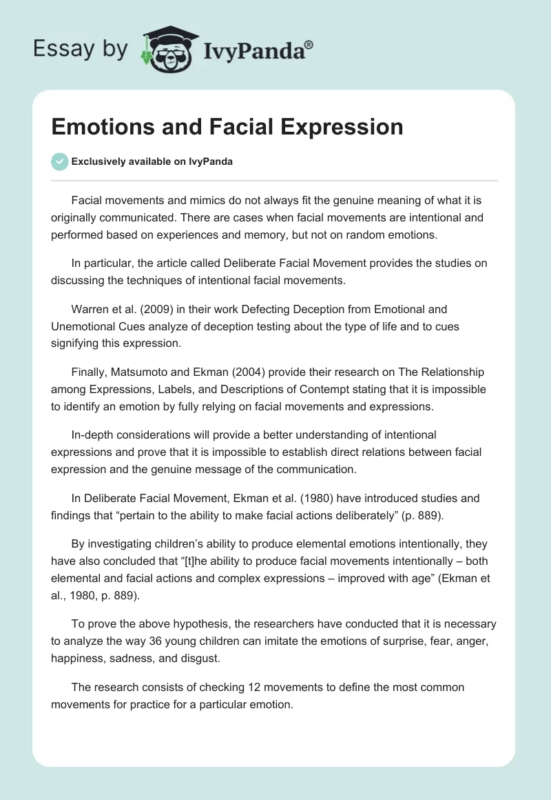 Emotions and Facial Expression. Page 1