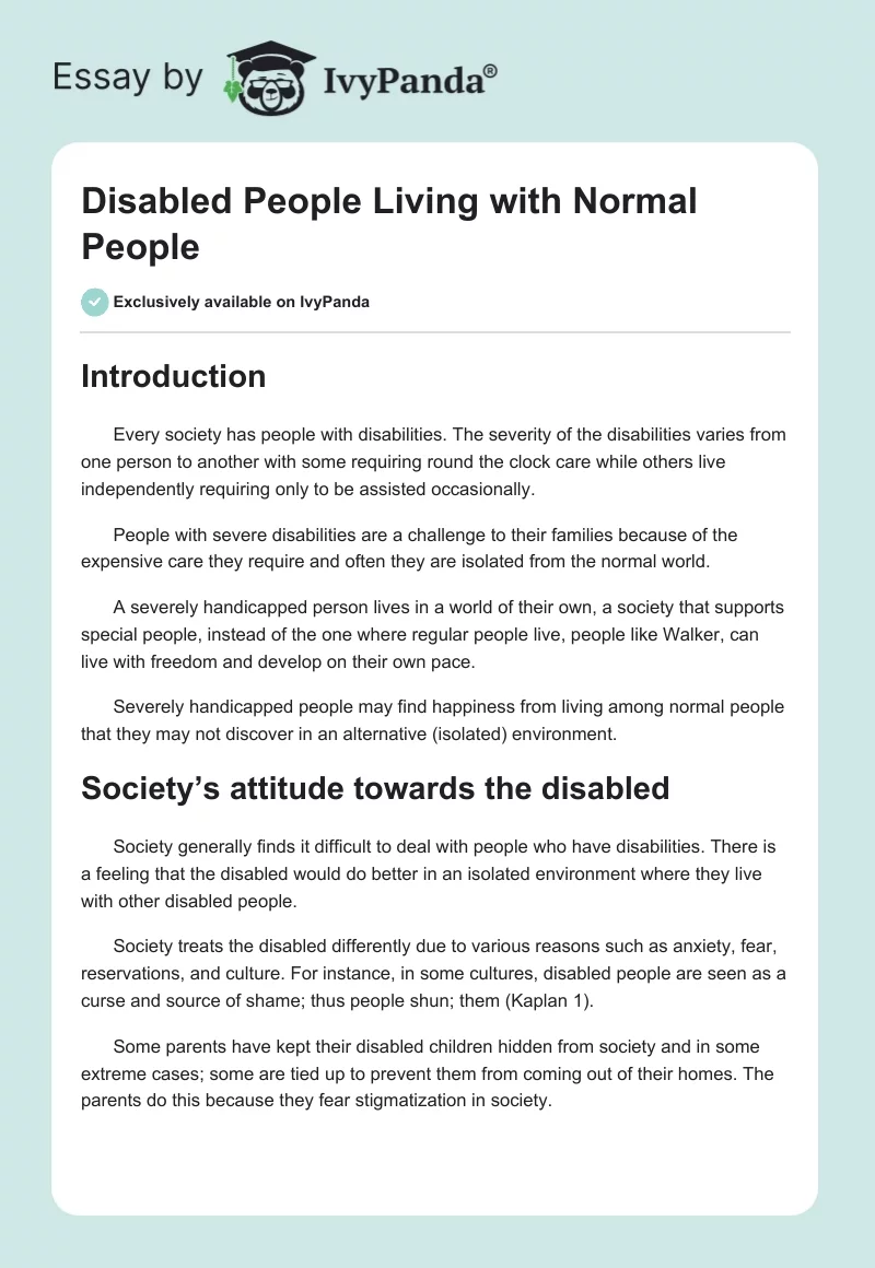Disabled People Living with Normal People. Page 1