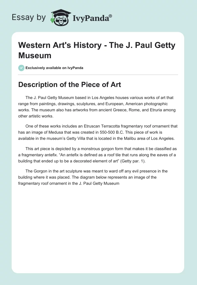 Western Art's History - The J. Paul Getty Museum. Page 1