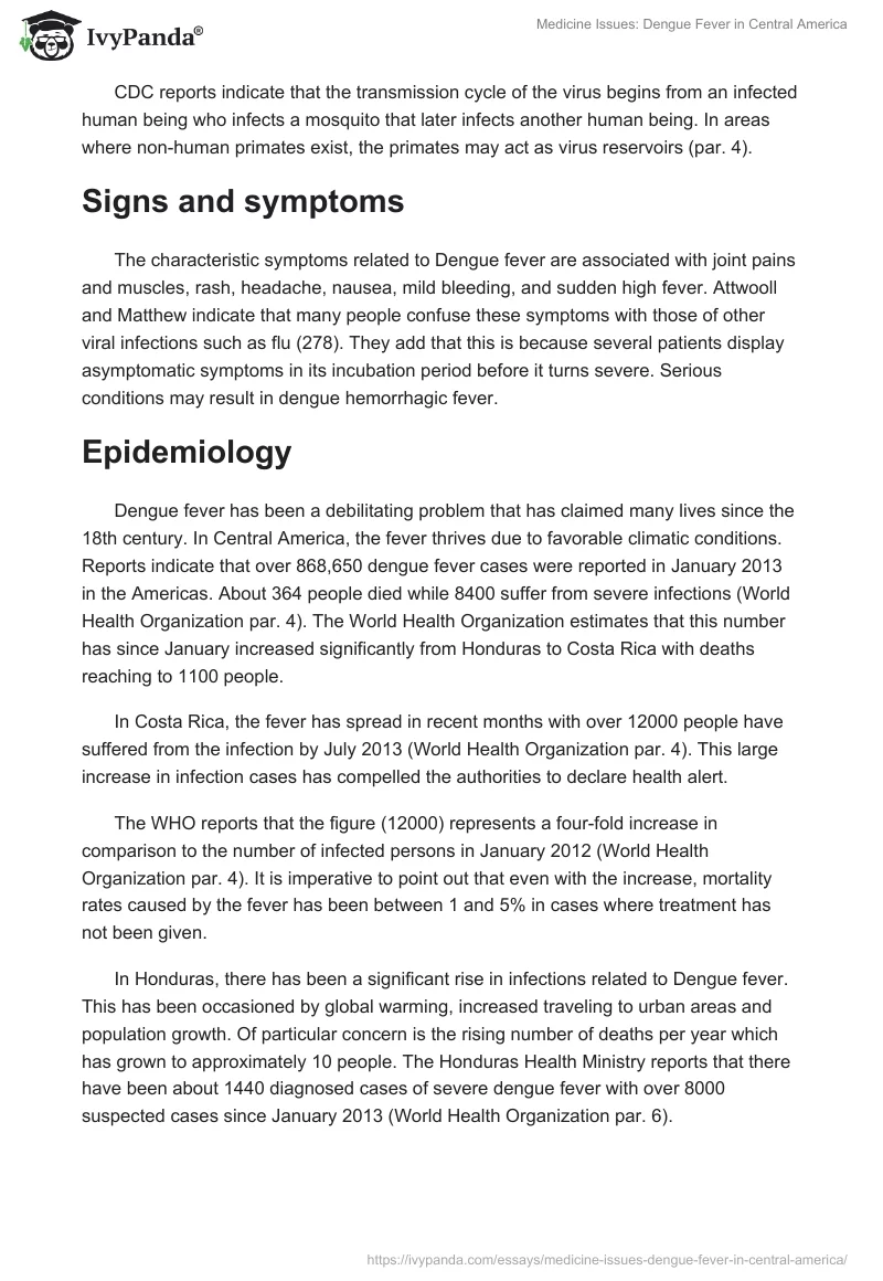 Medicine Issues: Dengue Fever in Central America. Page 2