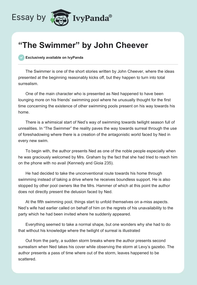 “The Swimmer” by John Cheever. Page 1