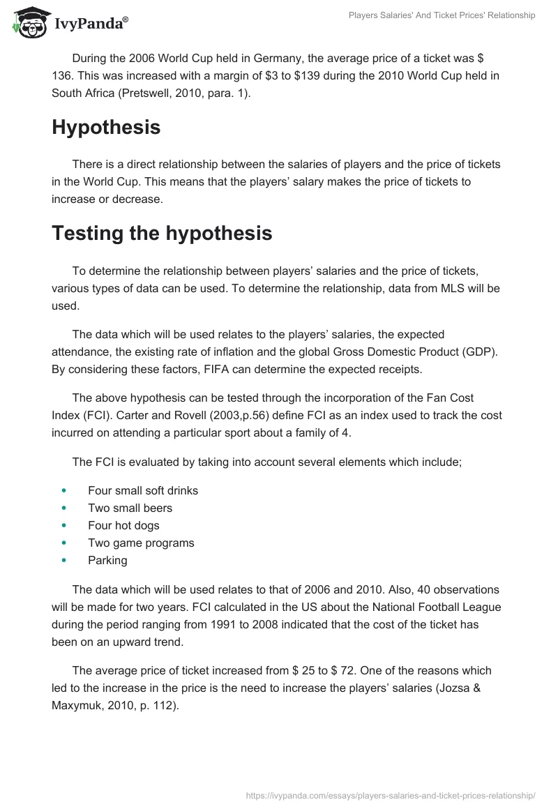 Players Salaries' And Ticket Prices' Relationship. Page 2