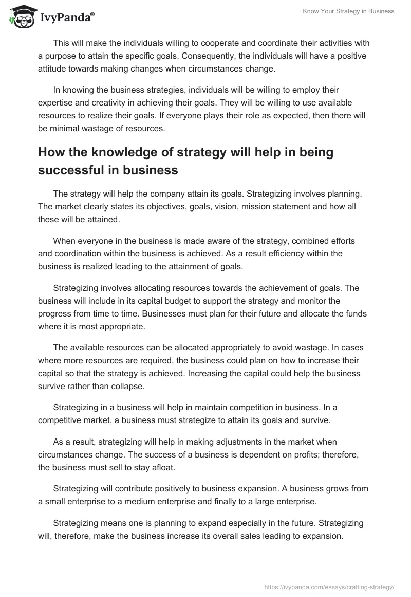 Know Your Strategy in Business. Page 2