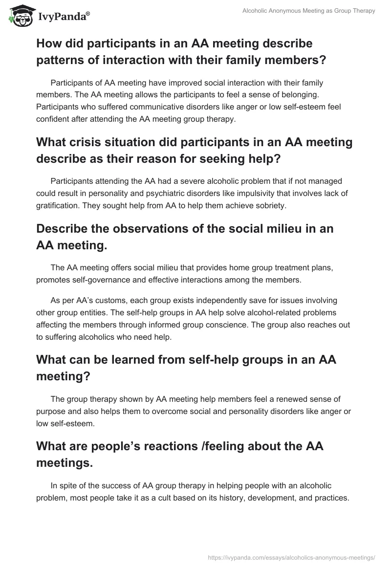 Alcoholic Anonymous Meeting as Group Therapy. Page 2