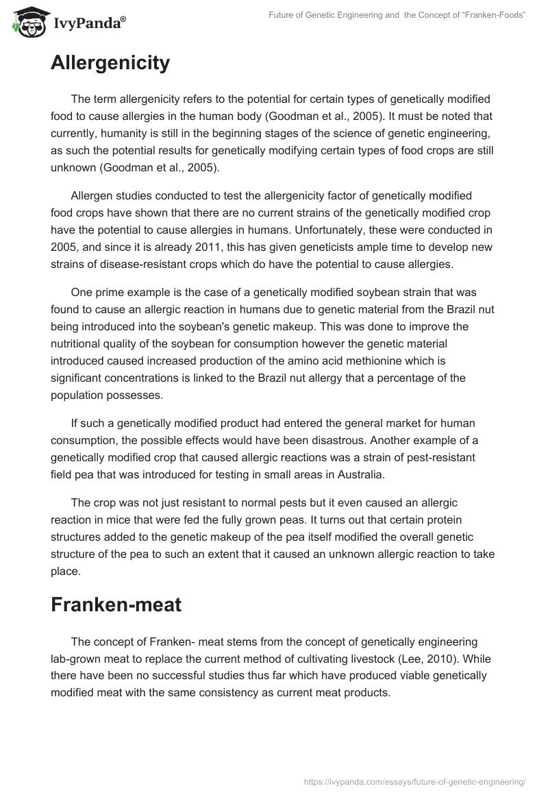 Future of Genetic Engineering and  the Concept of “Franken-Foods”. Page 2