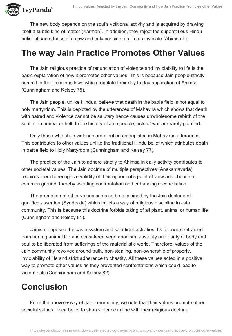 Hindu Values Rejected by the Jain Community and How Jain Practice Promotes other Values. Page 2
