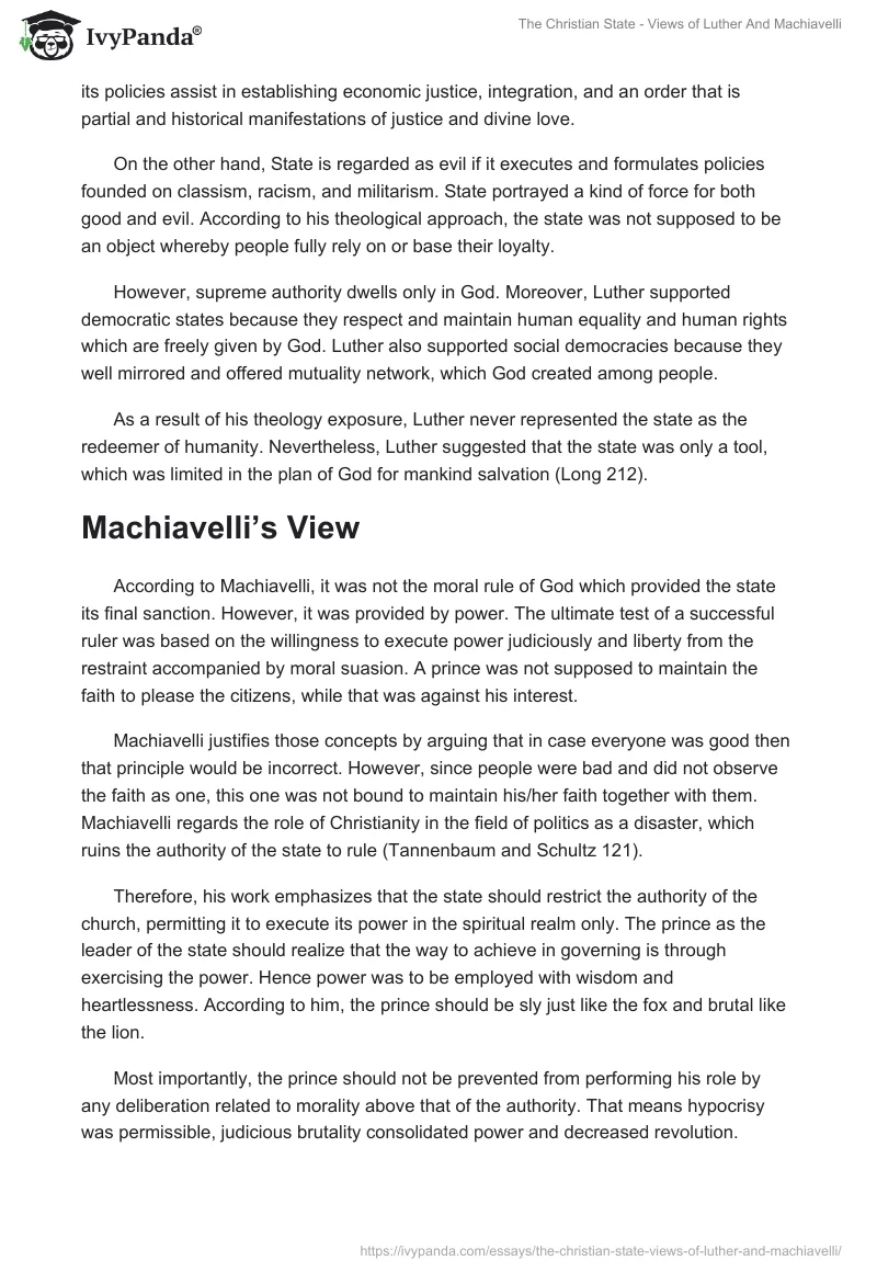 The Christian State - Views of Luther And Machiavelli. Page 2