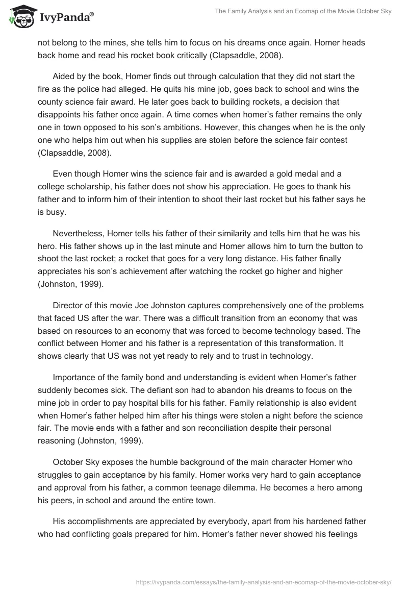 The Family Analysis and an Ecomap of the Movie October Sky. Page 4