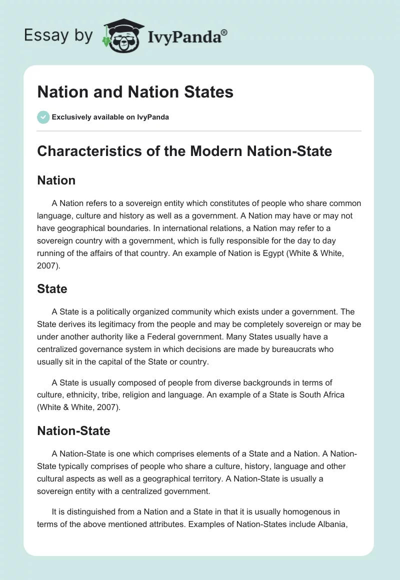 Nation and Nation States. Page 1