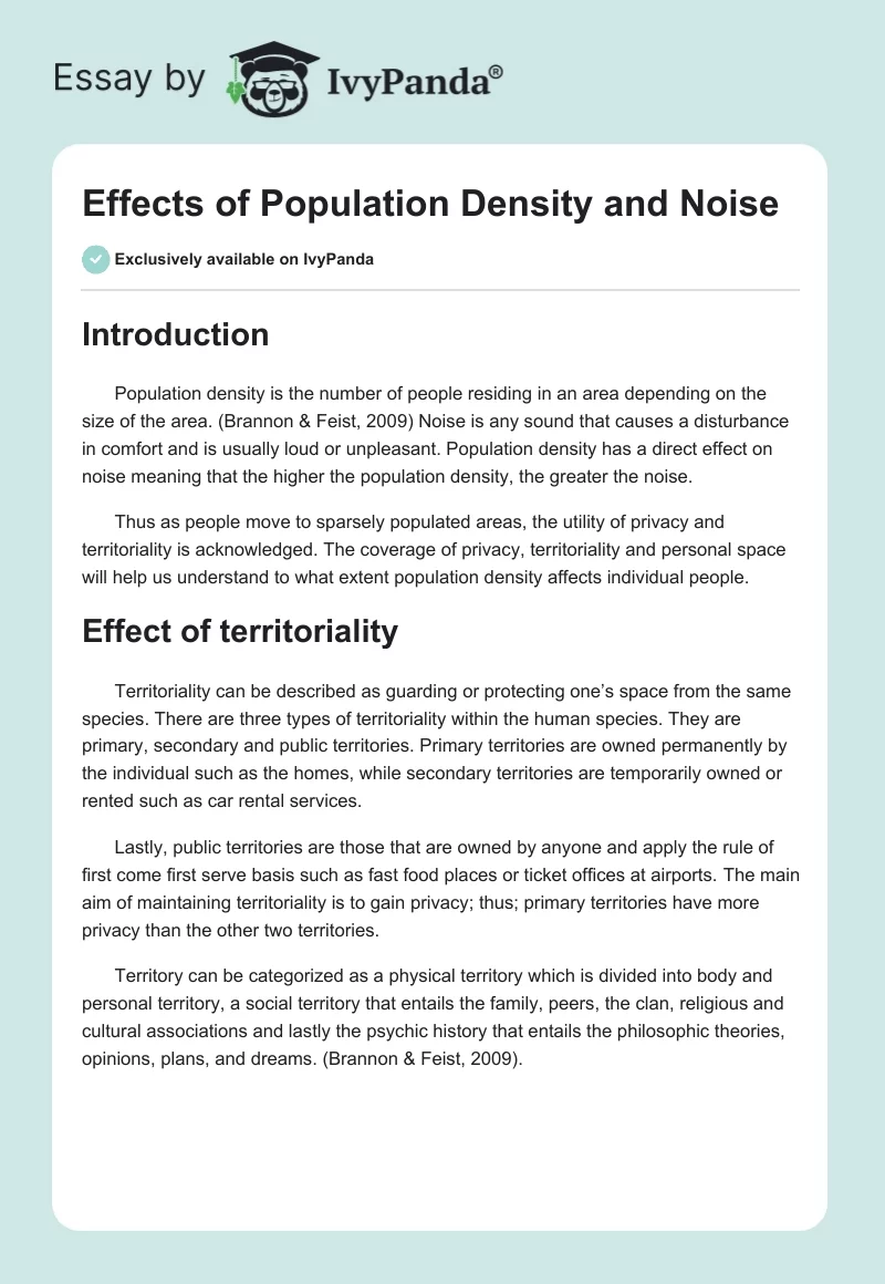 Effects of Population Density and Noise. Page 1