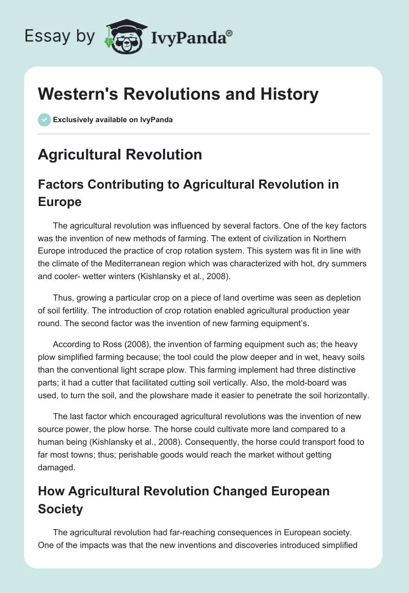 Western's Revolutions and History. Page 1