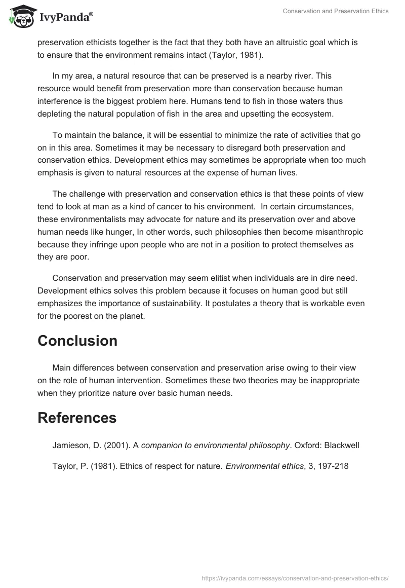 Conservation and Preservation Ethics. Page 2