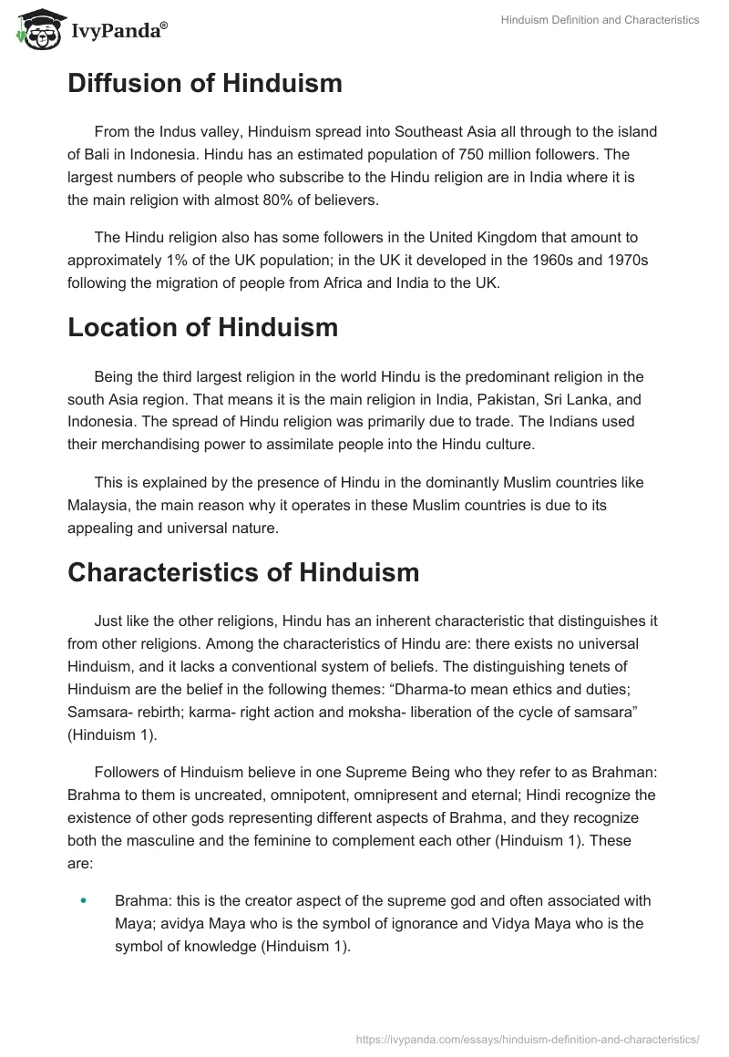 Hinduism Definition and Characteristics. Page 2