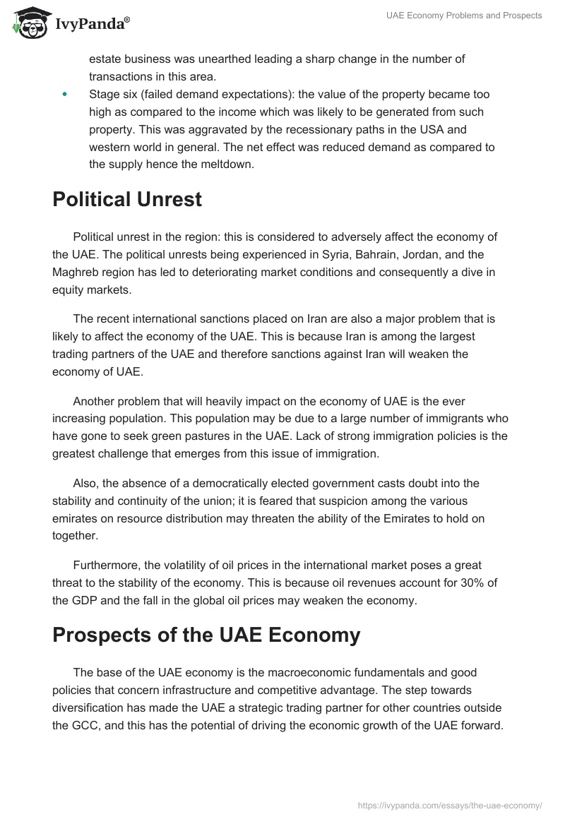 UAE Economy Problems and Prospects. Page 4