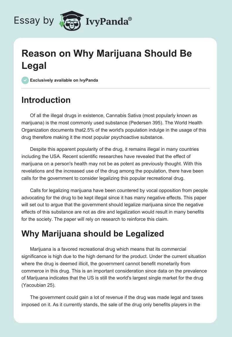 Reason Why Marijuana Should Be Legal. Page 1