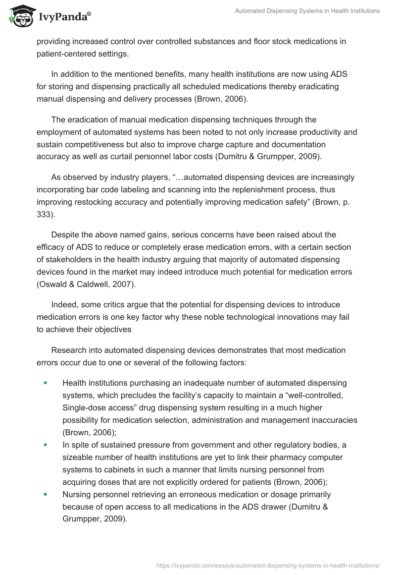 Automated Dispensing Systems in Health Institutions. Page 2