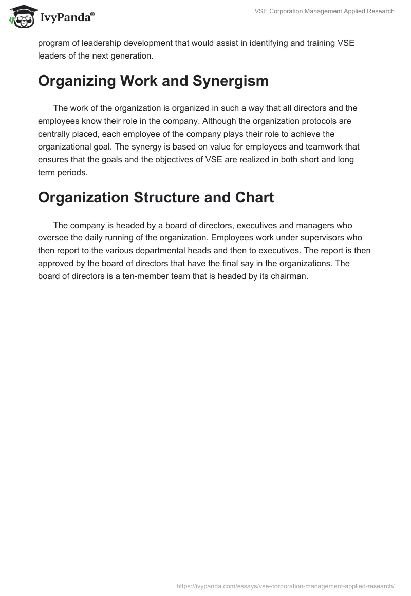 VSE Corporation Management Applied Research. Page 5