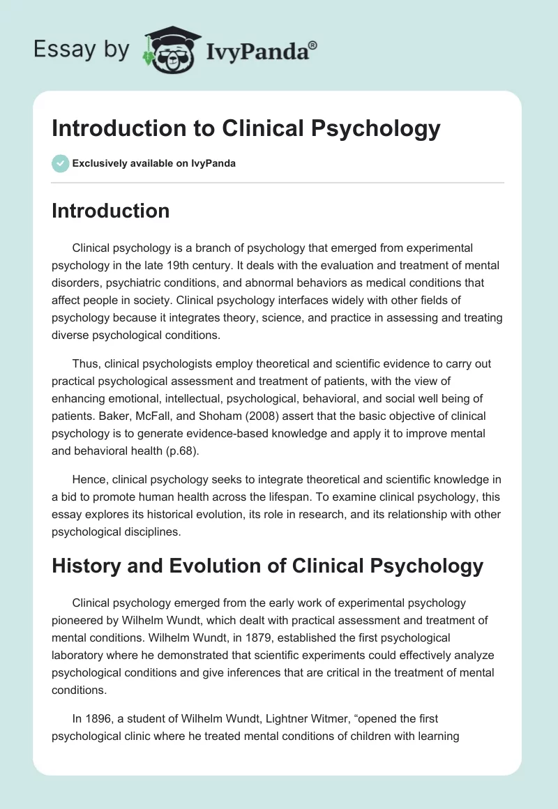 Introduction to Clinical Psychology. Page 1