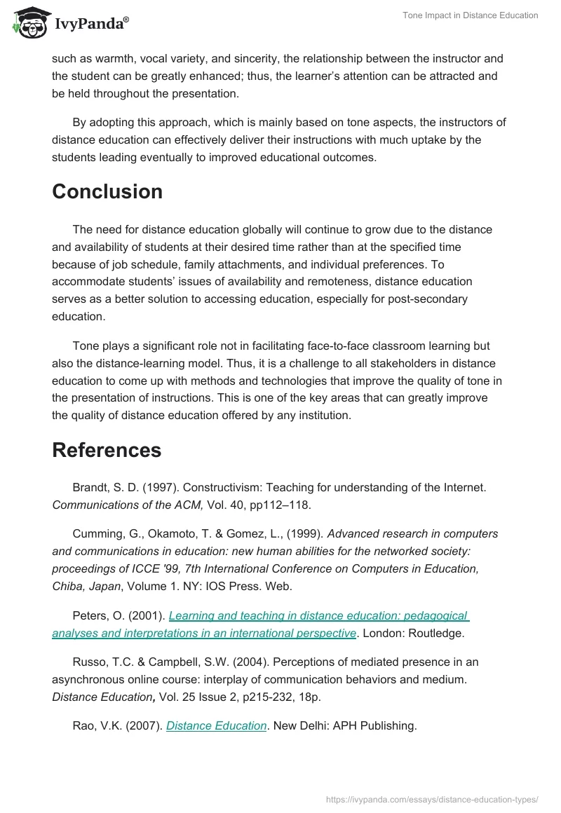 Tone Impact in Distance Education. Page 5