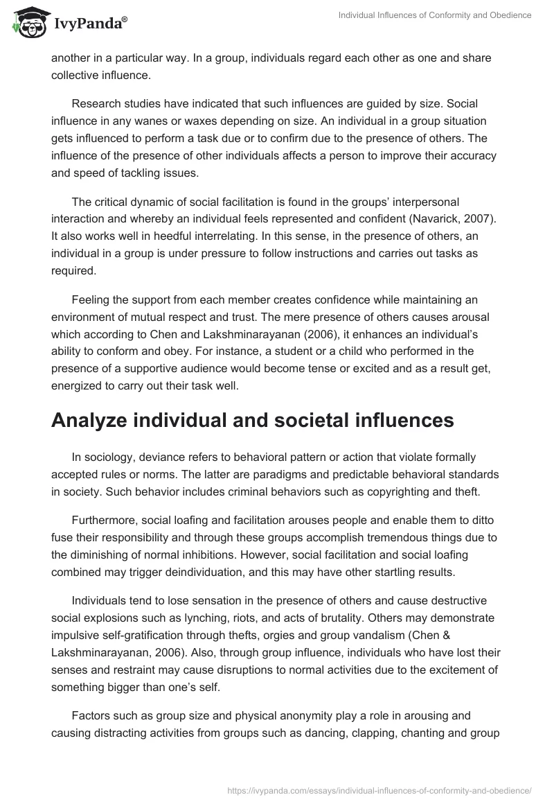Individual Influences of Conformity and Obedience. Page 4