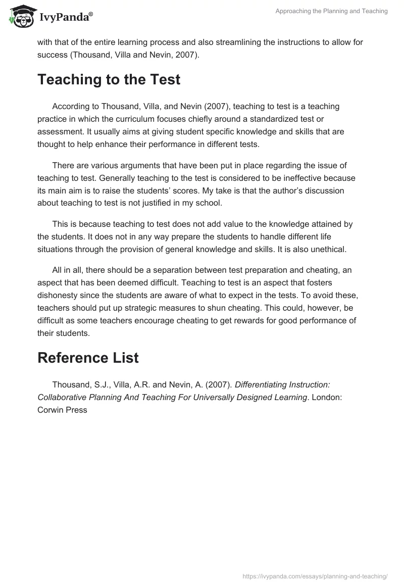 Approaching the Planning and Teaching. Page 2