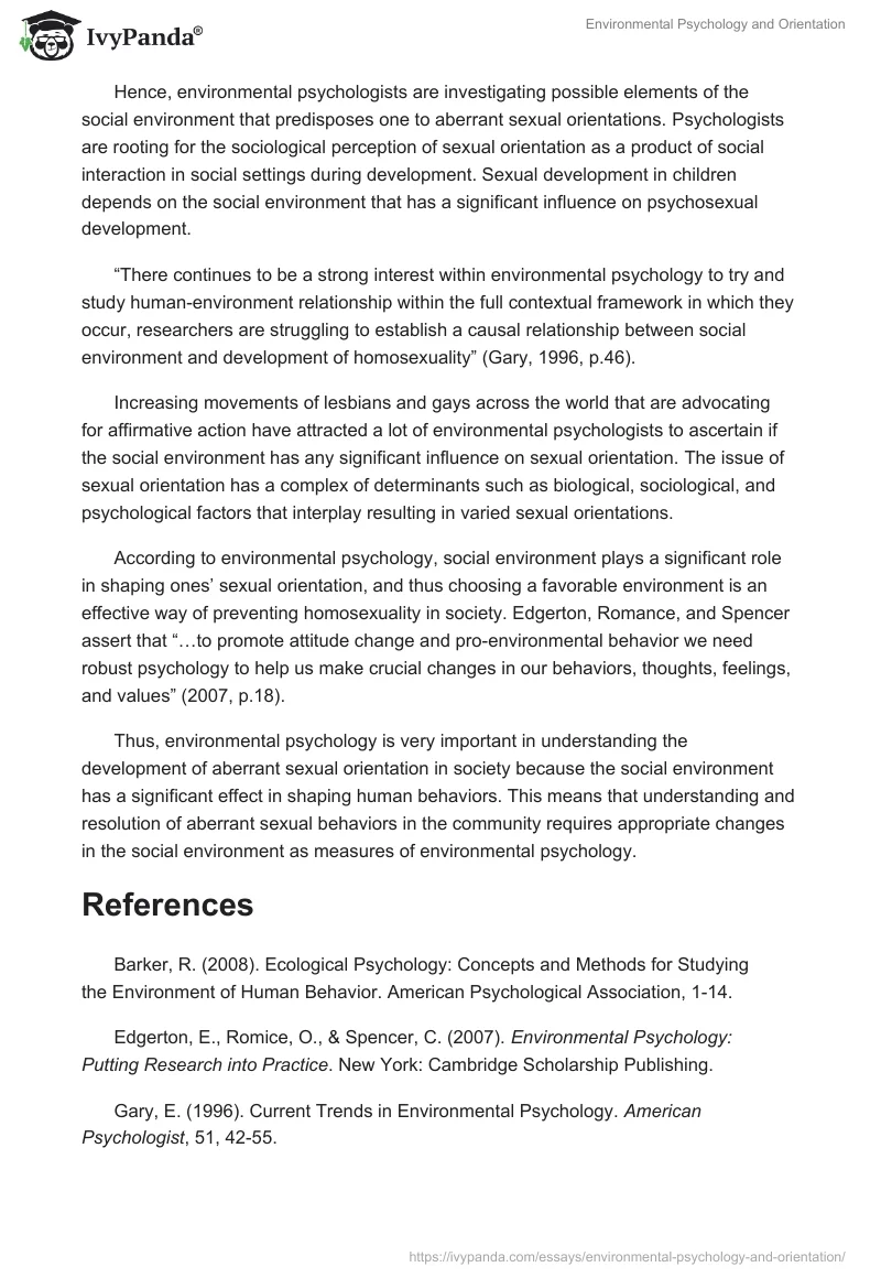 Environmental Psychology and Orientation. Page 2