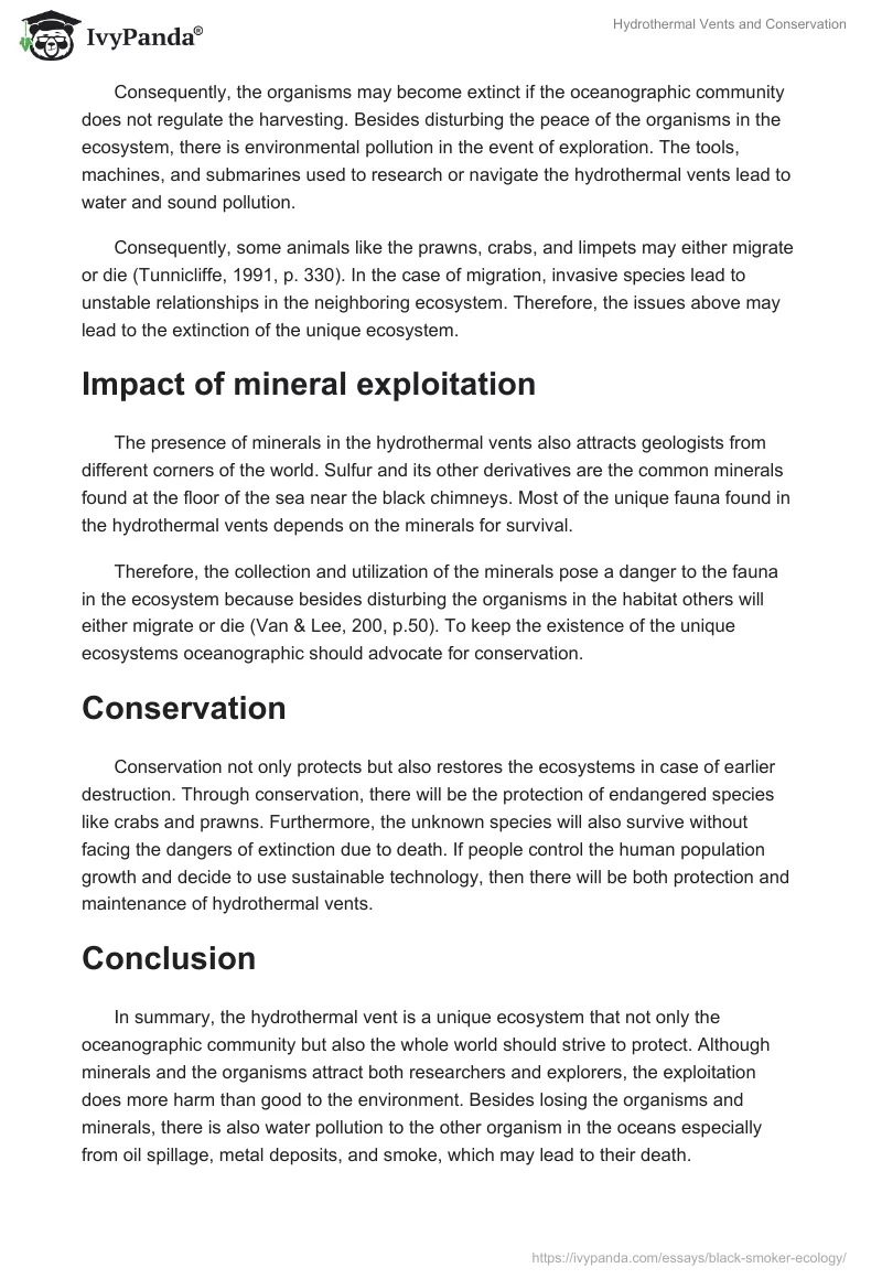 Hydrothermal Vents and Conservation. Page 2