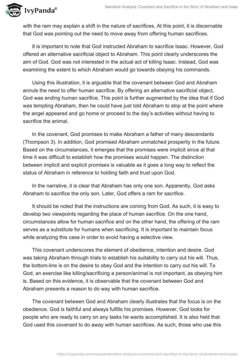 Narrative Analysis: Covenant and Sacrifice in the Story of Abraham and Isaac. Page 2