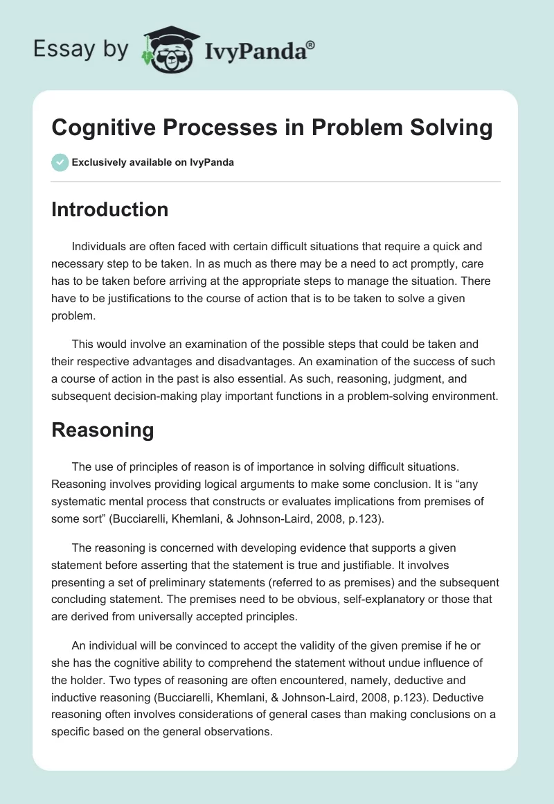 Cognitive Processes in Problem Solving. Page 1