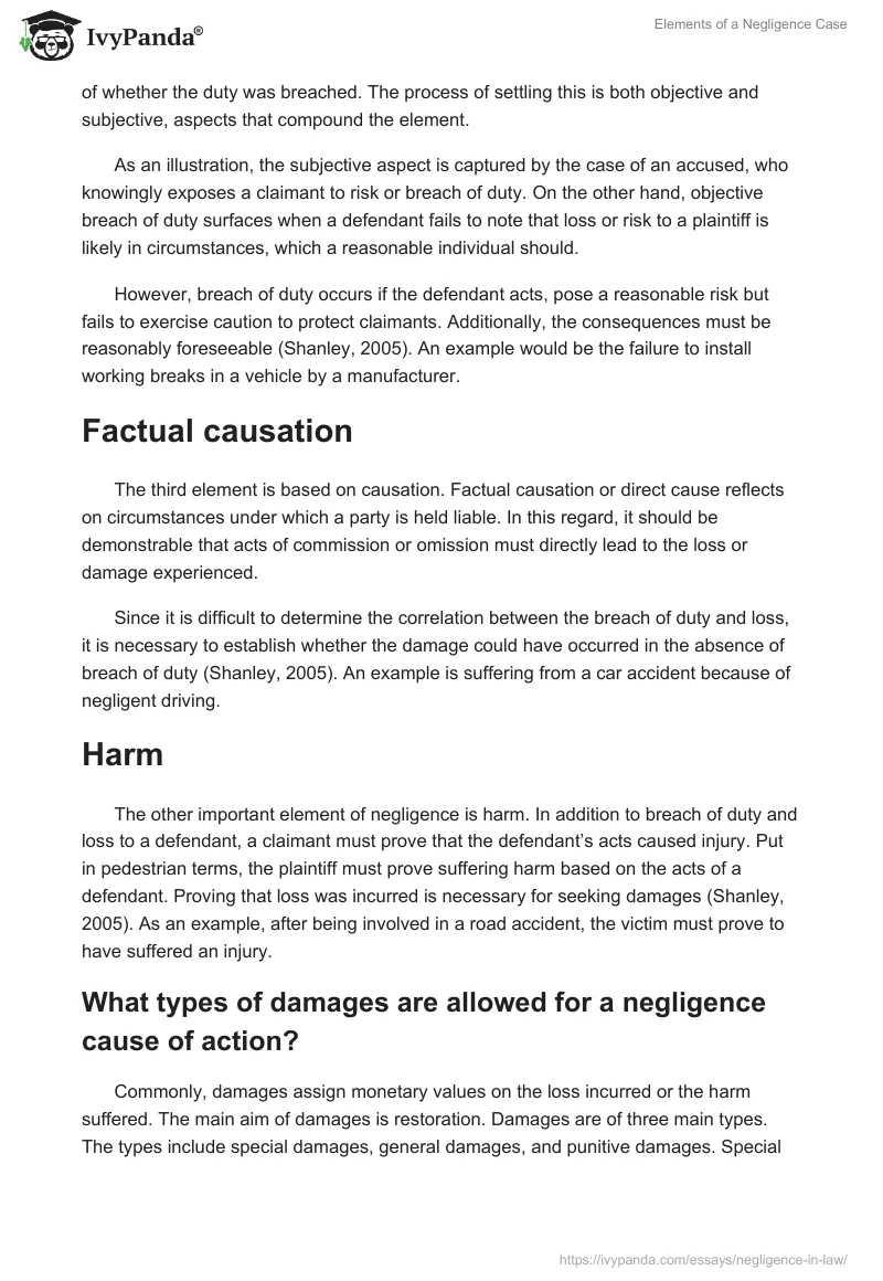 Elements of a Negligence Case. Page 2