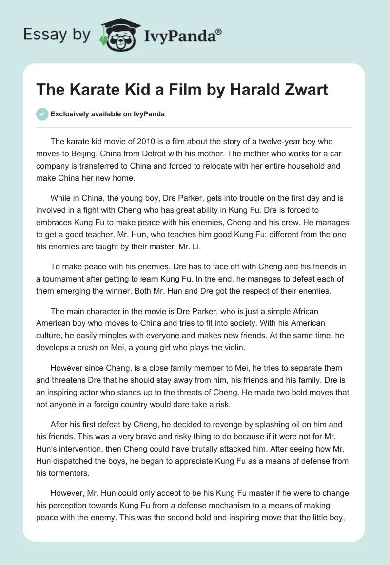 "The Karate Kid" a Film by Harald Zwart. Page 1
