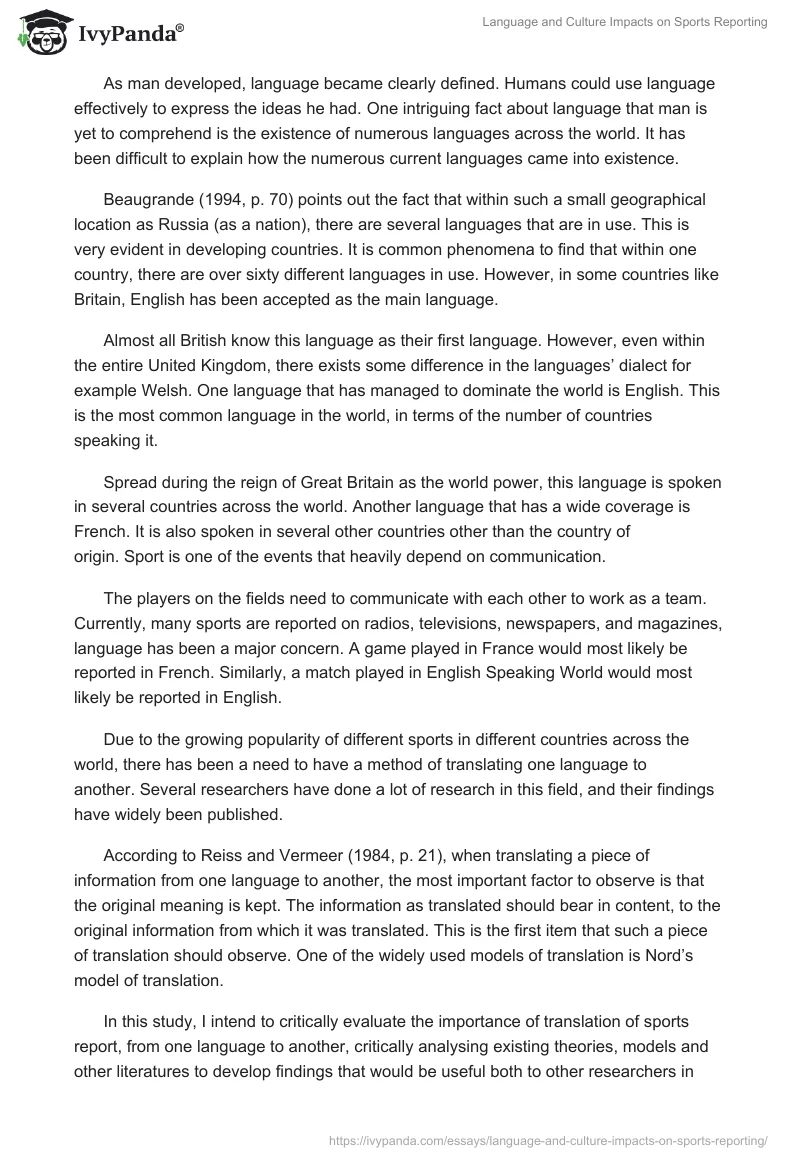 Language and Culture Impacts on Sports Reporting. Page 2