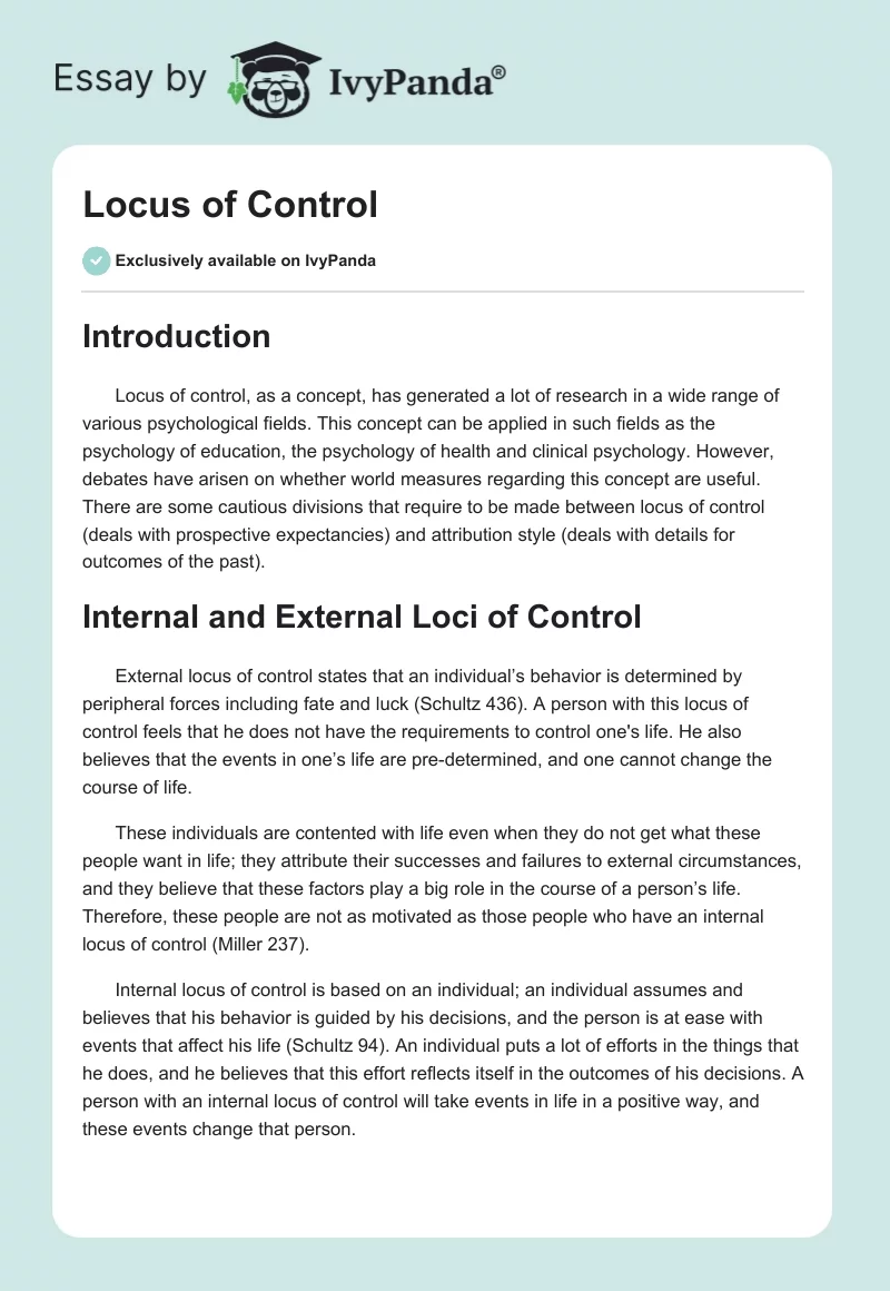 Locus of Control. Page 1