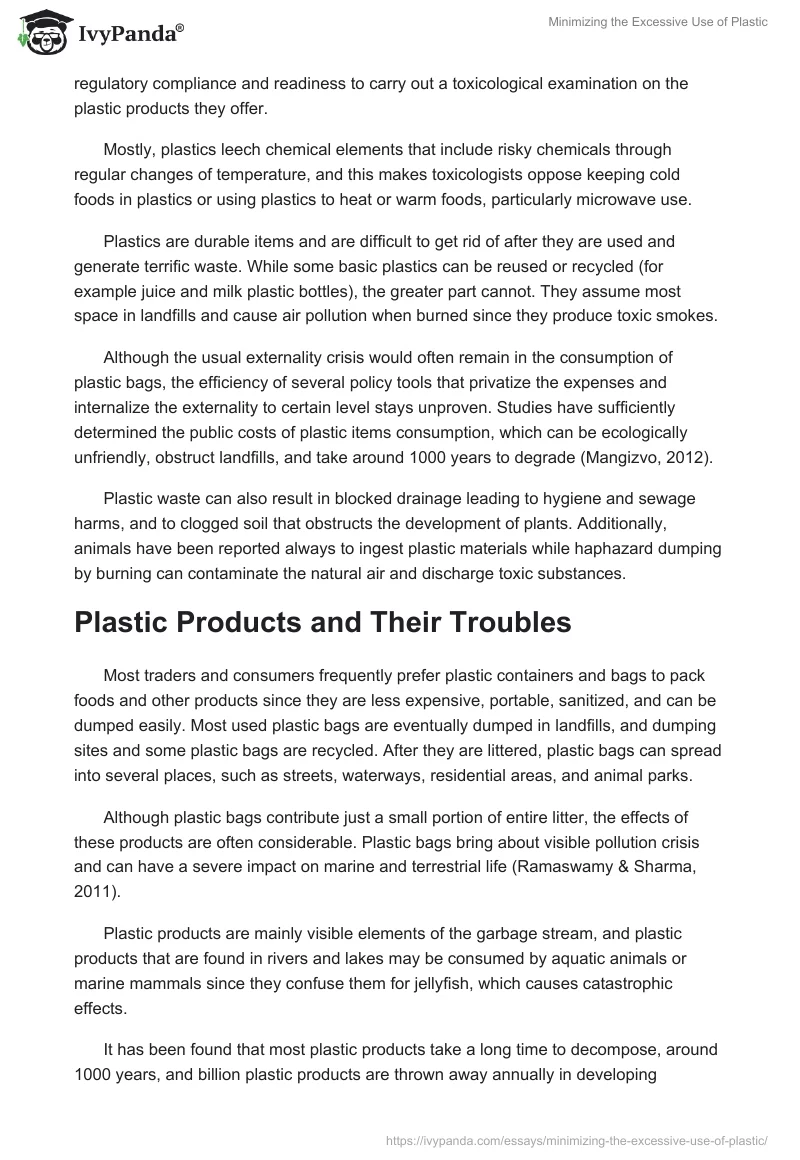 Minimizing the Excessive Use of Plastic. Page 3