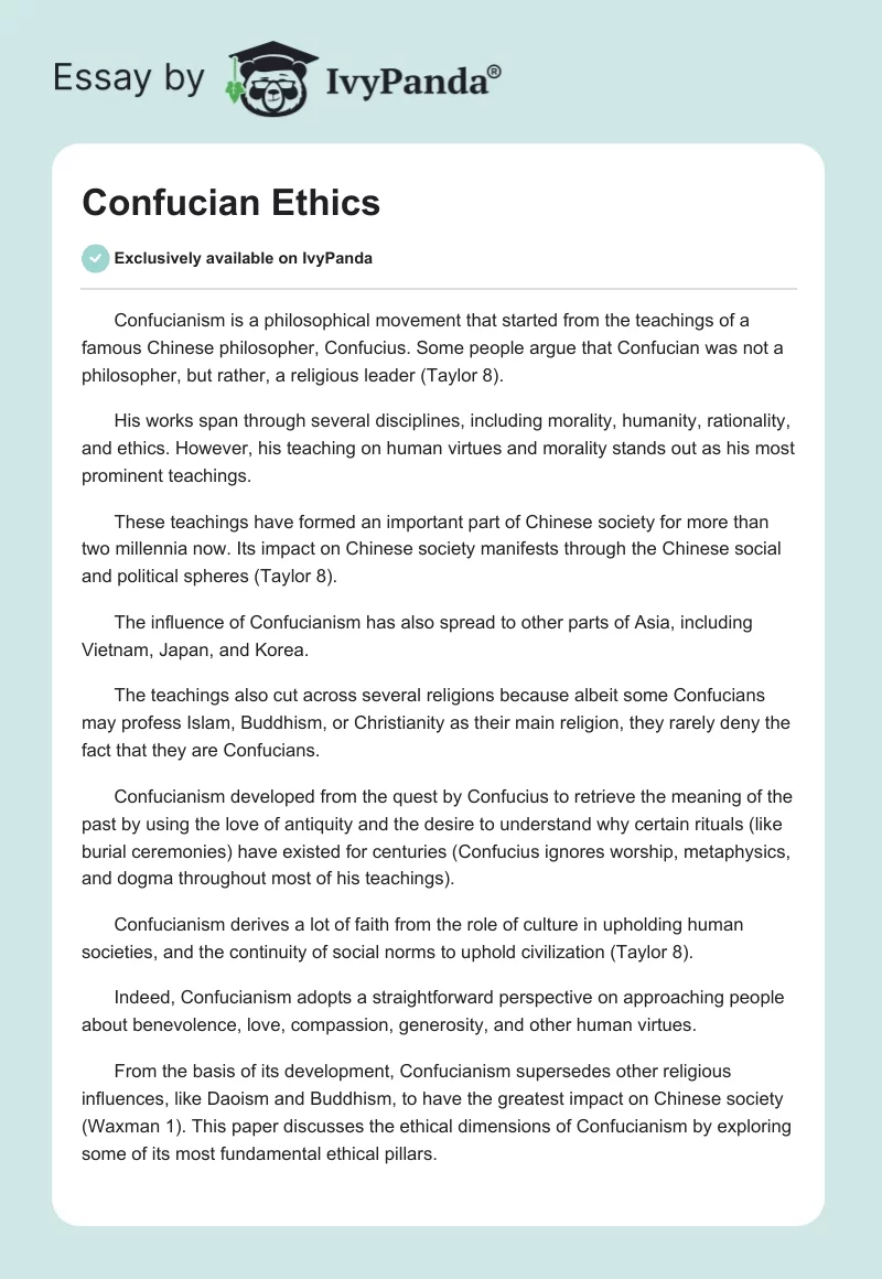 Confucian Ethics. Page 1